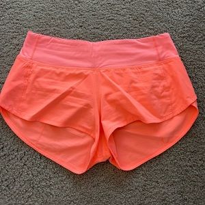 Lululemon speed up shorts size 4 in hot pink/orange